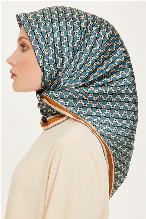 Armine Geometrik Desenli Sura Saf İpek Eşarp 9226D 81 35