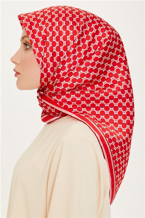 Armine Geometrik Desenli Sura Saf İpek Eşarp 9226D 81 52