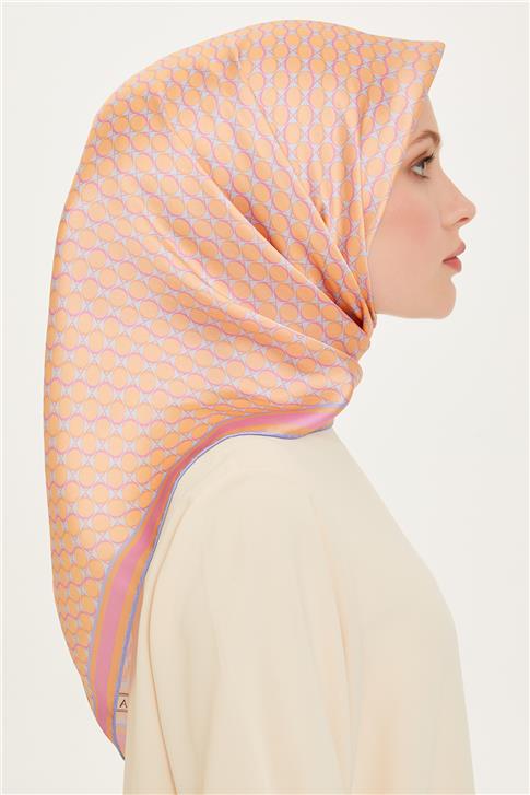 Armine Geometrik Desenli Sura Saf İpek Eşarp 9226D 81 56