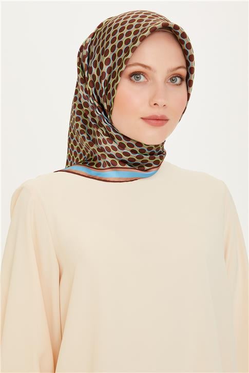 Armine Geometrik Desenli Twill Saf İpek Eşarp 9226D 03