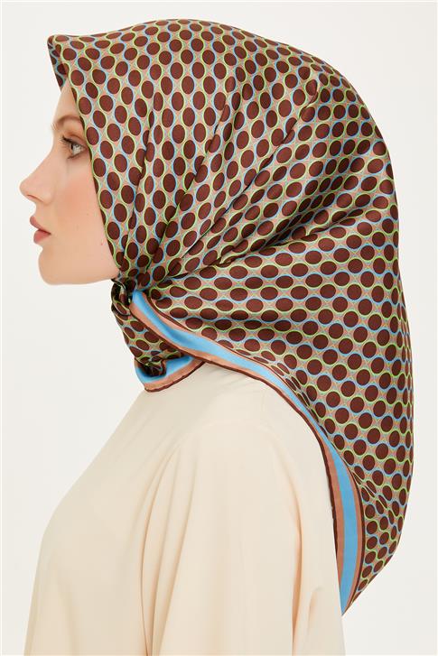 Armine Geometrik Desenli Twill Saf İpek Eşarp 9226D 03