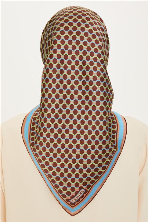 Armine Geometrik Desenli Twill Saf İpek Eşarp 9226D 03
