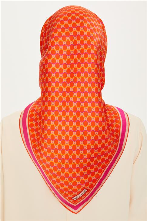 Armine Geometrik Desenli Twill Saf İpek Eşarp 9226D 09