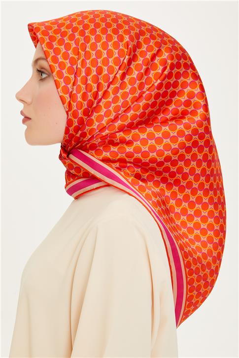 Armine Geometrik Desenli Twill Saf İpek Eşarp 9226D 09