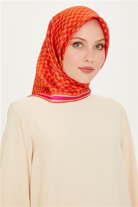 Armine Geometrik Desenli Twill Saf İpek Eşarp 9226D 09