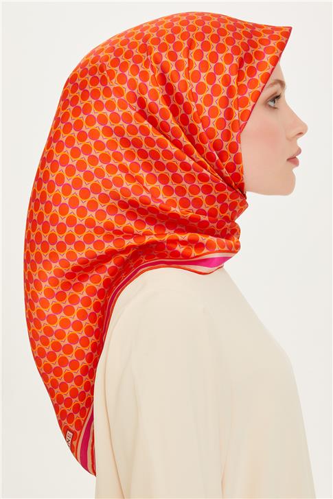 Armine Geometrik Desenli Twill Saf İpek Eşarp 9226D 09