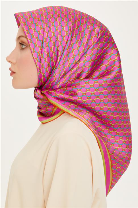 Armine Geometrik Desenli Twill Saf İpek Eşarp 9226D 12