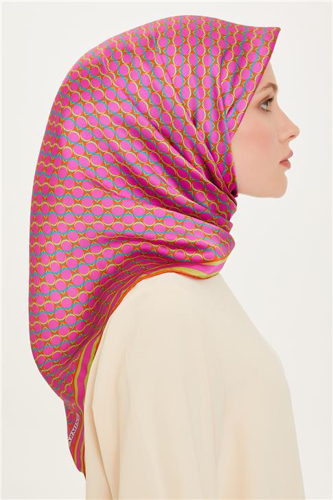 Armine Geometrik Desenli Twill Saf İpek Eşarp 9226D 12