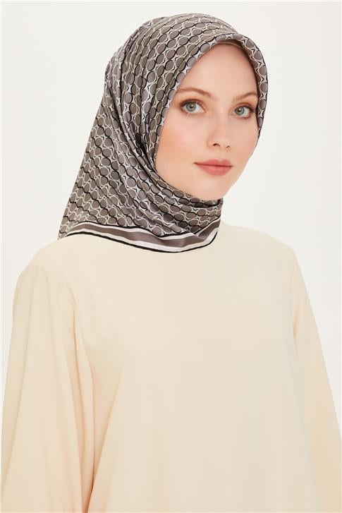 Armine Geometrik Desenli Twill Saf İpek Eşarp 9226D 81 