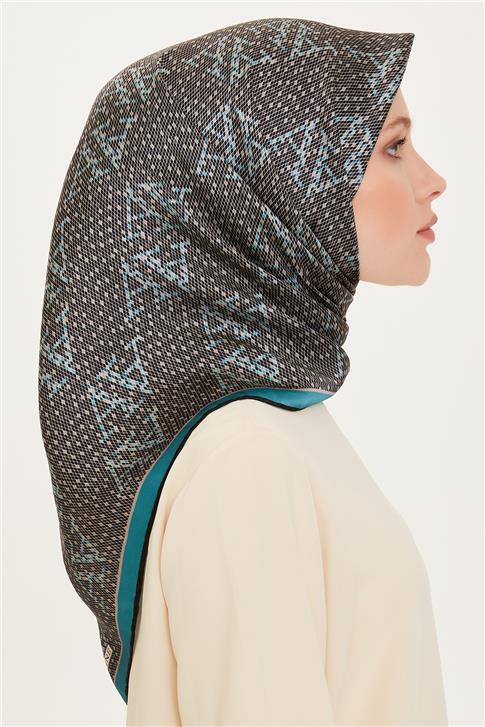 Armine Monogram Desenli Sura Saf İpek Eşarp 9228D 04