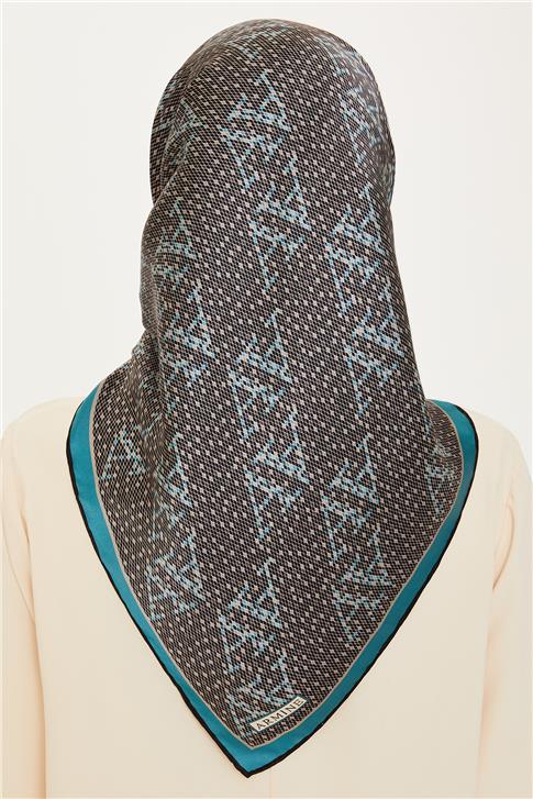 Armine Monogram Desenli Sura Saf İpek Eşarp 9228D 04