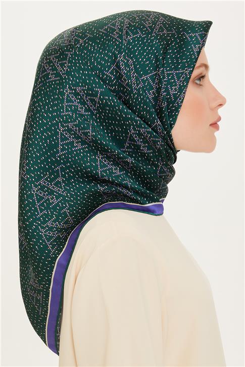Armine Monogram Desenli Sura Saf İpek Eşarp 9228D 85