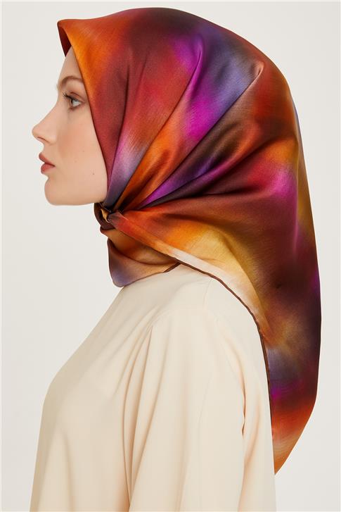 Armine Soyut Desenli Sura Saf İpek Eşarp 9229D 02