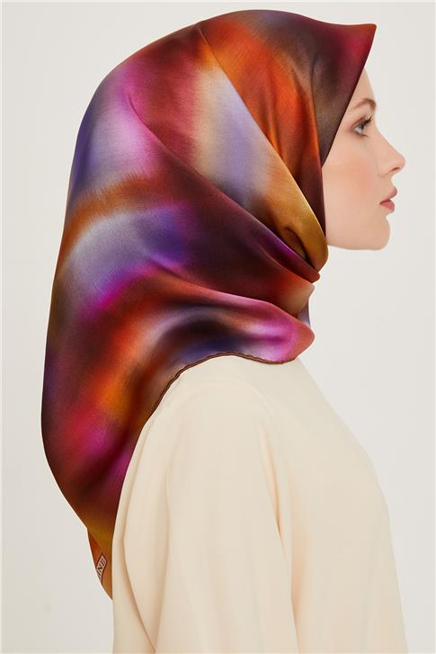 Armine Soyut Desenli Sura Saf İpek Eşarp 9229D 02