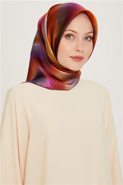 Armine Soyut Desenli Sura Saf İpek Eşarp 9229D 02