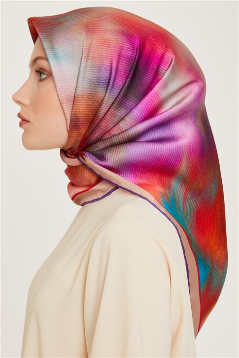 Armine Soyut Desenli Sura Saf İpek Eşarp 9233D 01