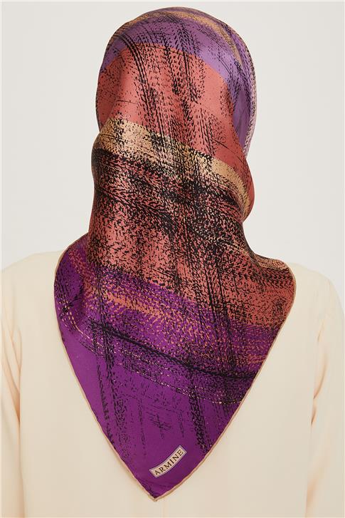 Armine Soyut Desenli Sura Saf İpek Eşarp 9236D 33