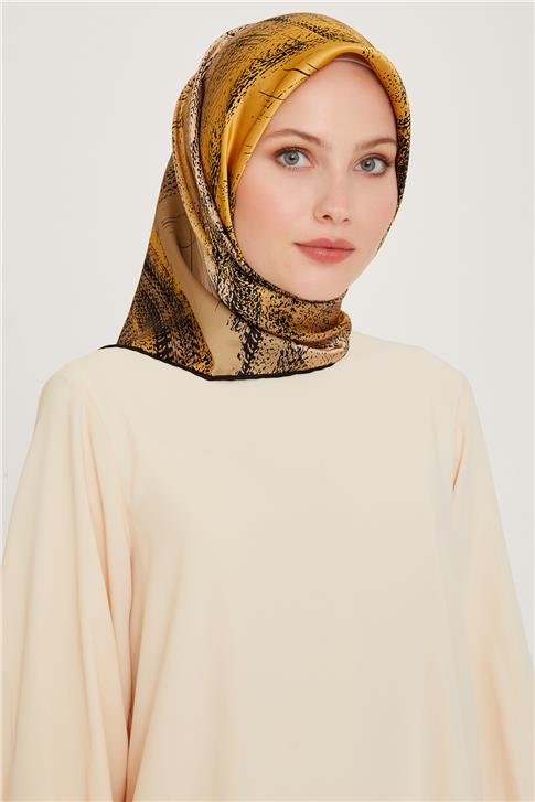 Armine Soyut Desenli Twill Saf İpek Eşarp 9236D 05