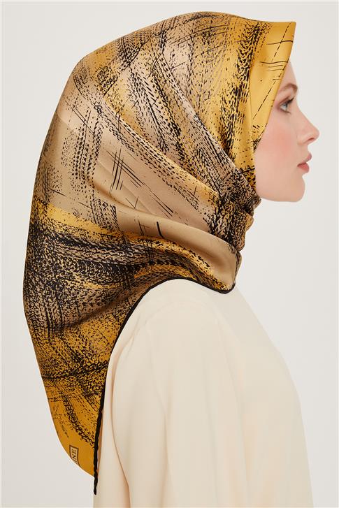 Armine Soyut Desenli Twill Saf İpek Eşarp 9236D 05