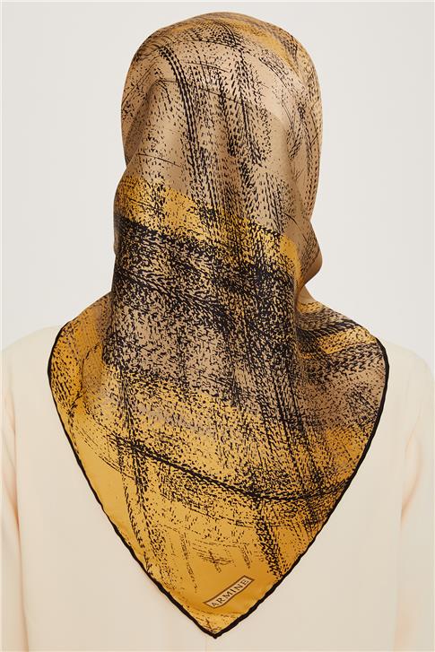 Armine Soyut Desenli Twill Saf İpek Eşarp 9236D 05