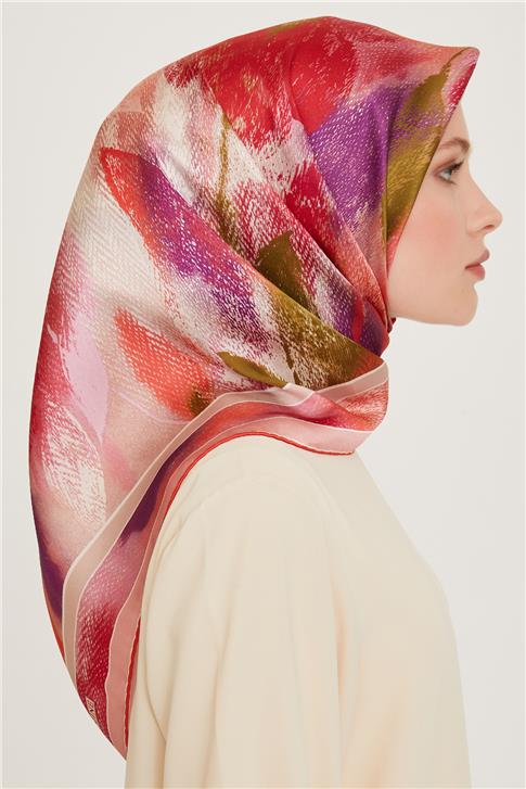 Armine Soyut Desenli Twill Saf İpek Eşarp 9240D 01