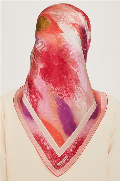 Armine Soyut Desenli Twill Saf İpek Eşarp 9240D 01