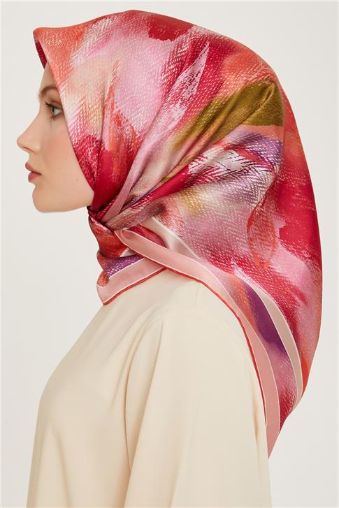 Armine Soyut Desenli Twill Saf İpek Eşarp 9240D 01