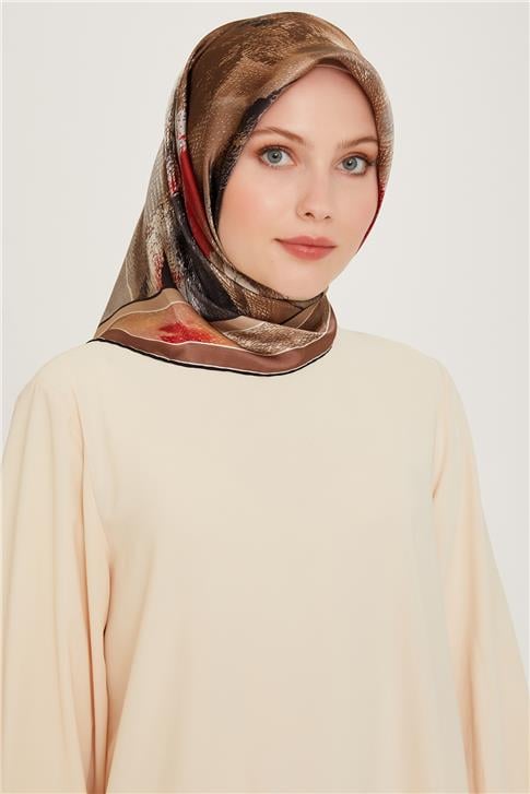 Armine Soyut Desenli Twill Saf İpek Eşarp 9240D 06