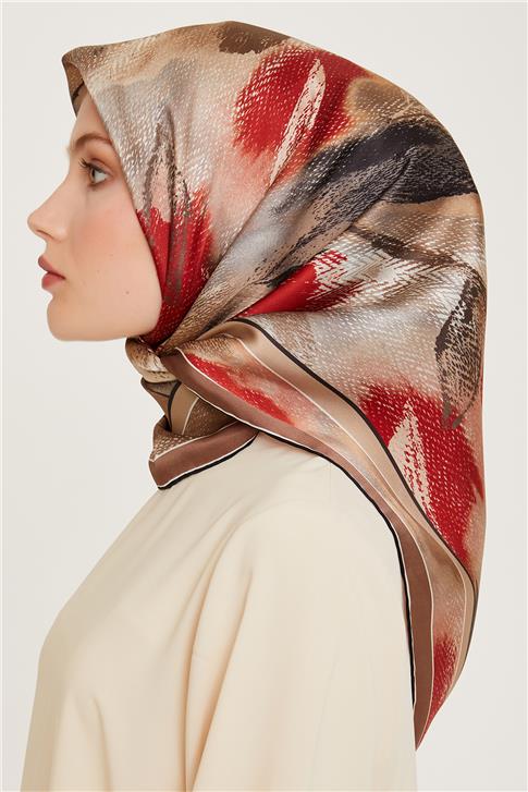 Armine Soyut Desenli Twill Saf İpek Eşarp 9240D 06