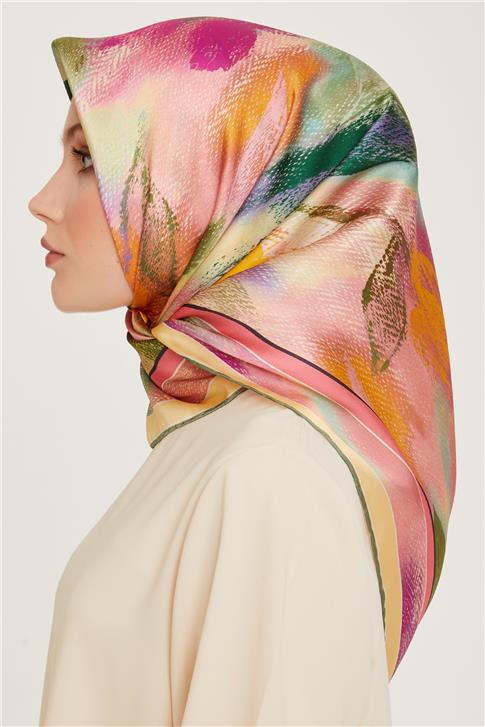 Armine Soyut Desenli Twill Saf İpek Eşarp 9240D 32