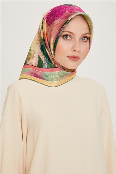 Armine Soyut Desenli Twill Saf İpek Eşarp 9240D 32