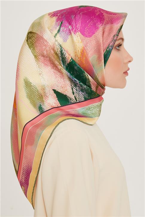 Armine Soyut Desenli Twill Saf İpek Eşarp 9240D 32