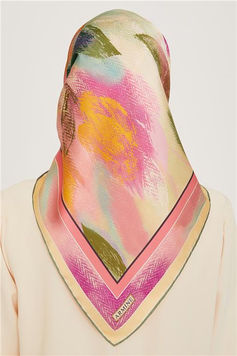 Armine Soyut Desenli Twill Saf İpek Eşarp 9240D 32