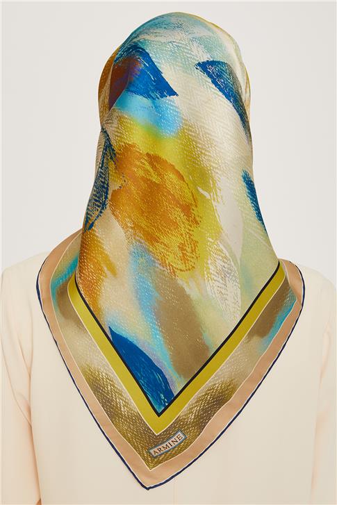 Armine Soyut Desenli Twill Saf İpek Eşarp 9240D 33