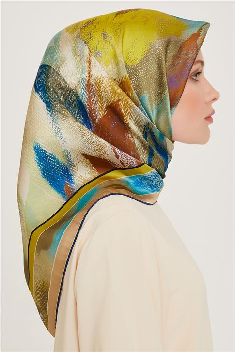 Armine Soyut Desenli Twill Saf İpek Eşarp 9240D 33