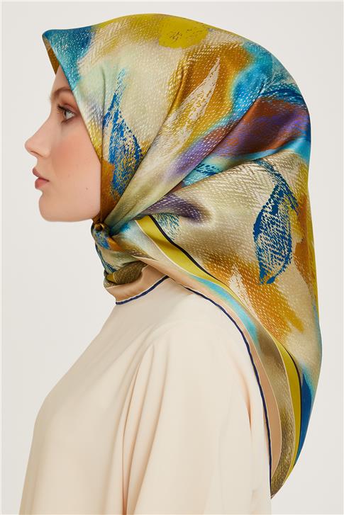 Armine Soyut Desenli Twill Saf İpek Eşarp 9240D 33