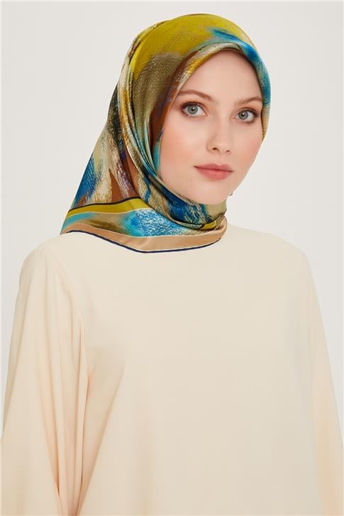 Armine Soyut Desenli Twill Saf İpek Eşarp 9240D 33