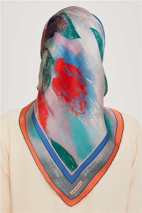 Armine Soyut Desenli Twill Saf İpek Eşarp 9240D 36