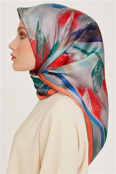 Armine Soyut Desenli Twill Saf İpek Eşarp 9240D 36