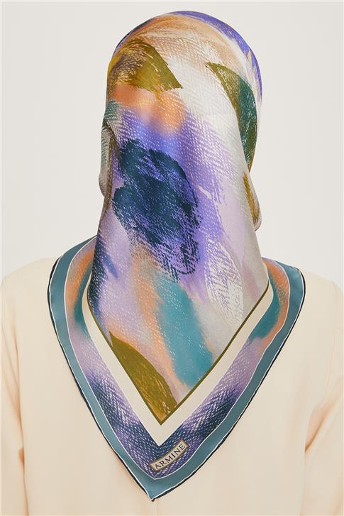 Armine Soyut Desenli Twill Saf İpek Eşarp 9240D 52