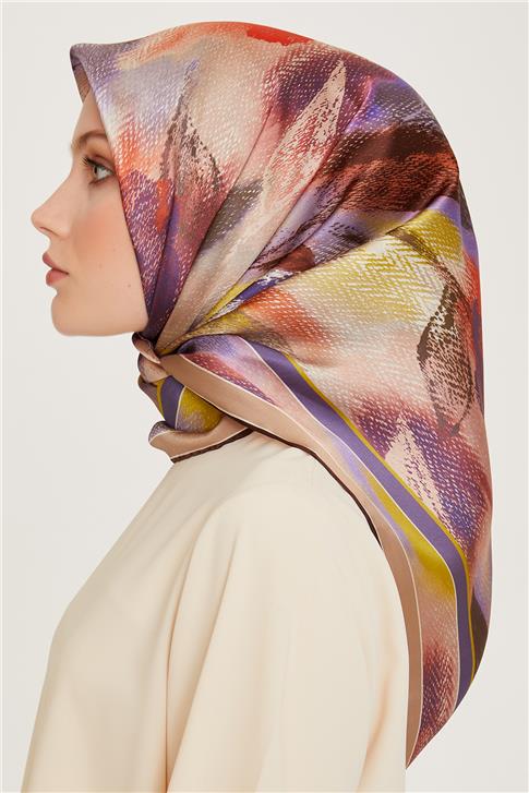 Armine Soyut Desenli Twill Saf İpek Eşarp 9240D 80