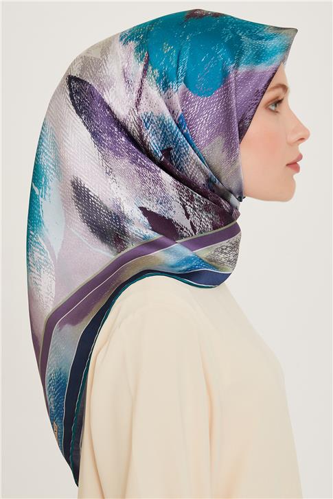 Armine Soyut Desenli Twill Saf İpek Eşarp 9240D 84