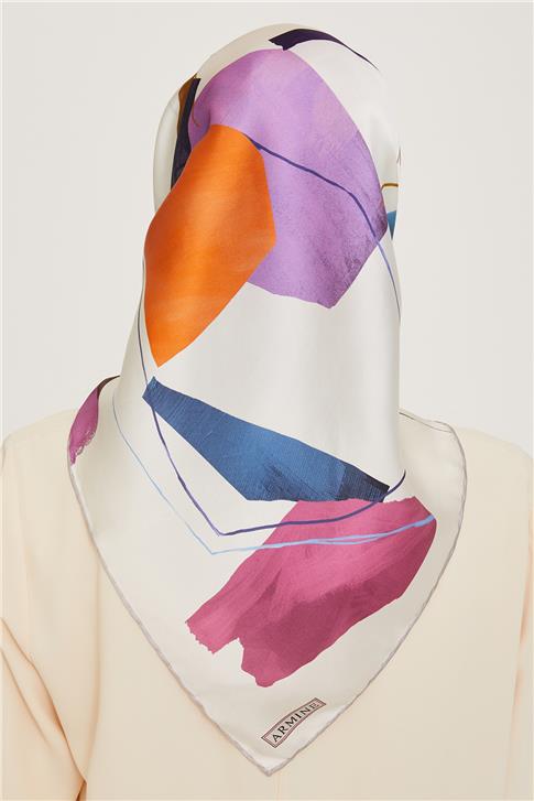 Armine Geometrik Desenli Sura Saf İpek Eşarp 9241D 82 33