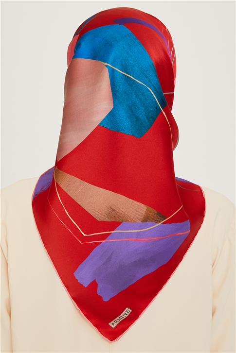 Armine Geometrik Desenli Sura Saf İpek Eşarp 9241D 82 82