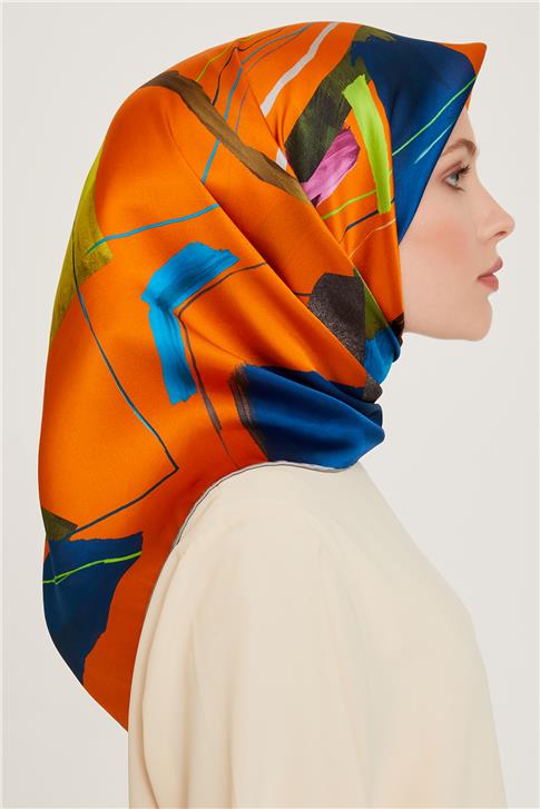 Armine Geometrik Desenli Twill Saf İpek Eşarp 9241D 81