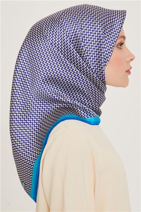 Armine Klasik Desenli Twill Saf İpek Eşarp 9243D 04 03