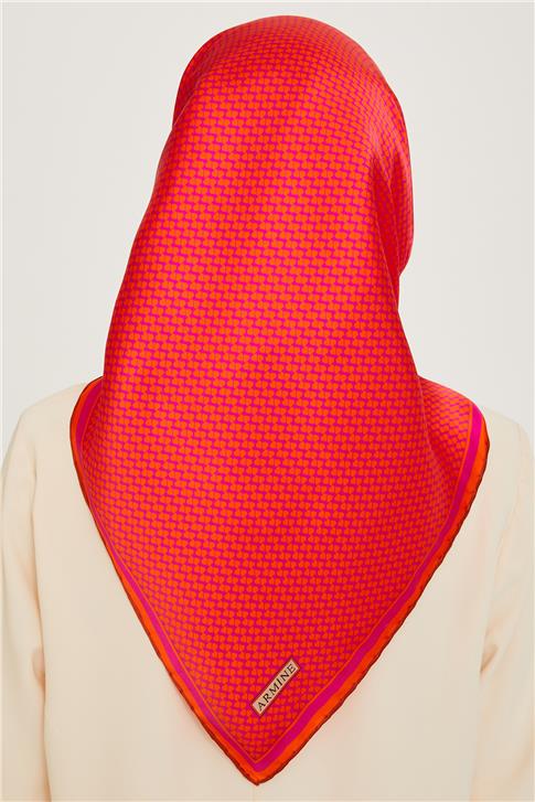 Armine Klasik Desenli Twill Saf İpek Eşarp 9243D 04 33