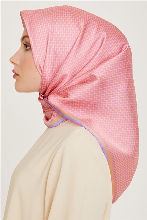 Armine Klasik Desenli Twill Saf İpek Eşarp 9243D 04 52