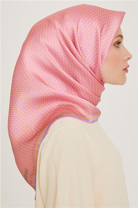 Armine Klasik Desenli Twill Saf İpek Eşarp 9243D 04 52