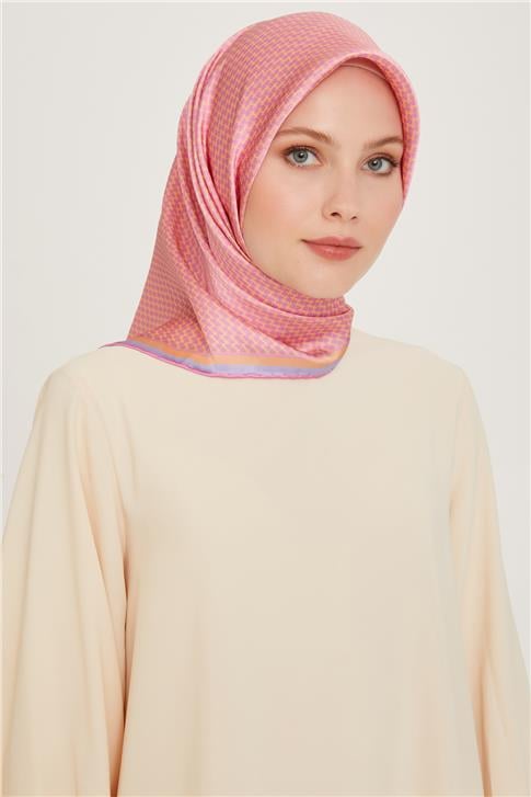 Armine Klasik Desenli Twill Saf İpek Eşarp 9243D 04 52